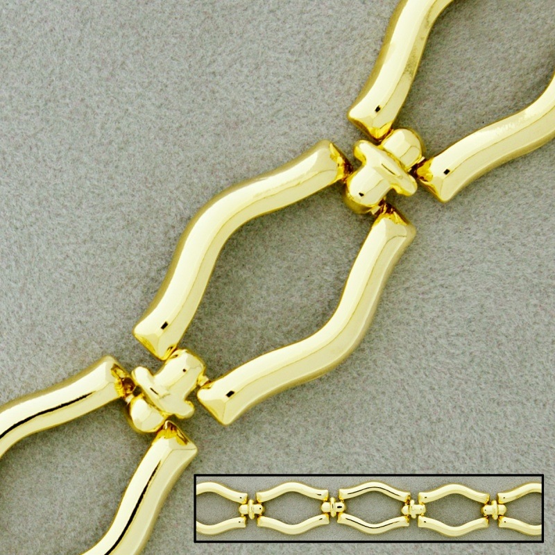 Cadena de latón ancho 19mm. Eslabón de chapa.