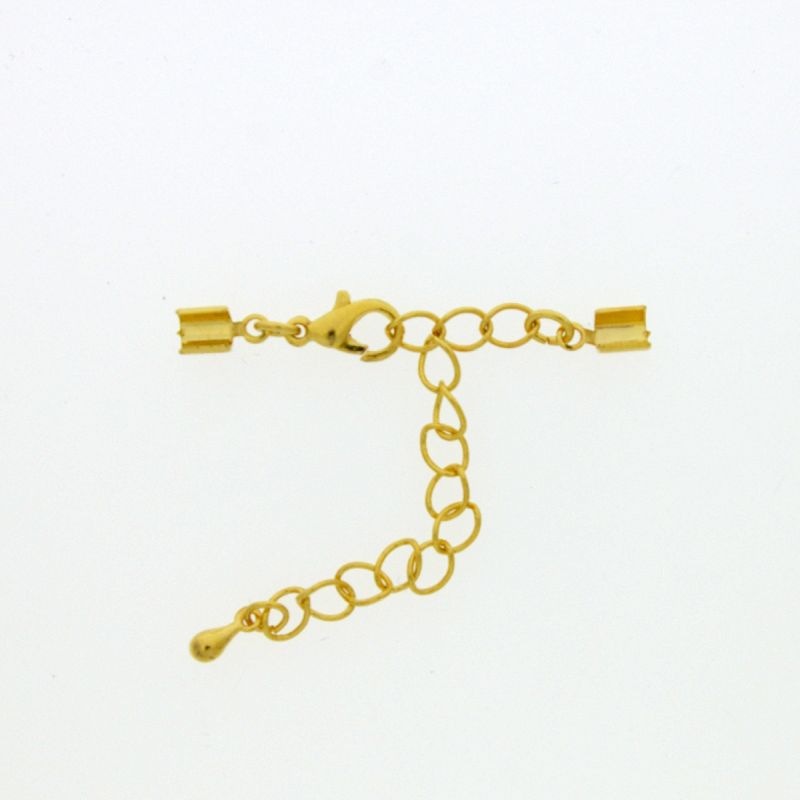 Juego cierre mosquetón 10mm + 2 terminales para cordón de Ø 2mm + cadena de extensión
