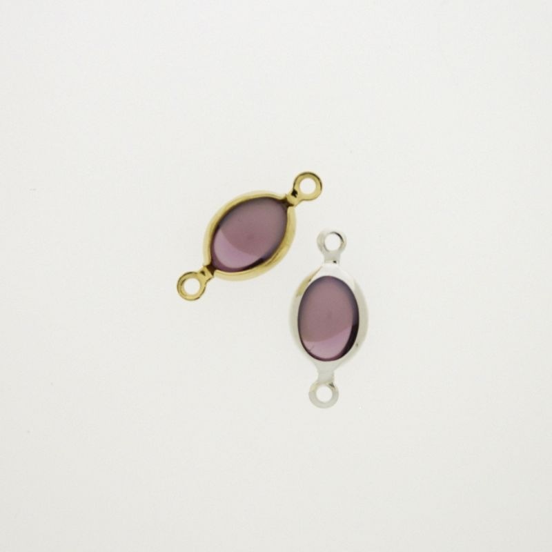 Intercalaire ovale 6x8mm couleur lila jasp. Longueur 16mm