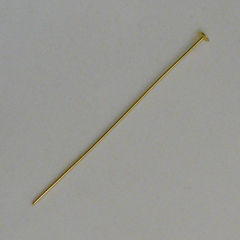 Brass headpin 60mm. Wire Ø 0,8mm. Flat head Ø 3,7mm.