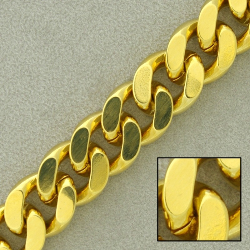 Flat curb brass chain width 12,9mm