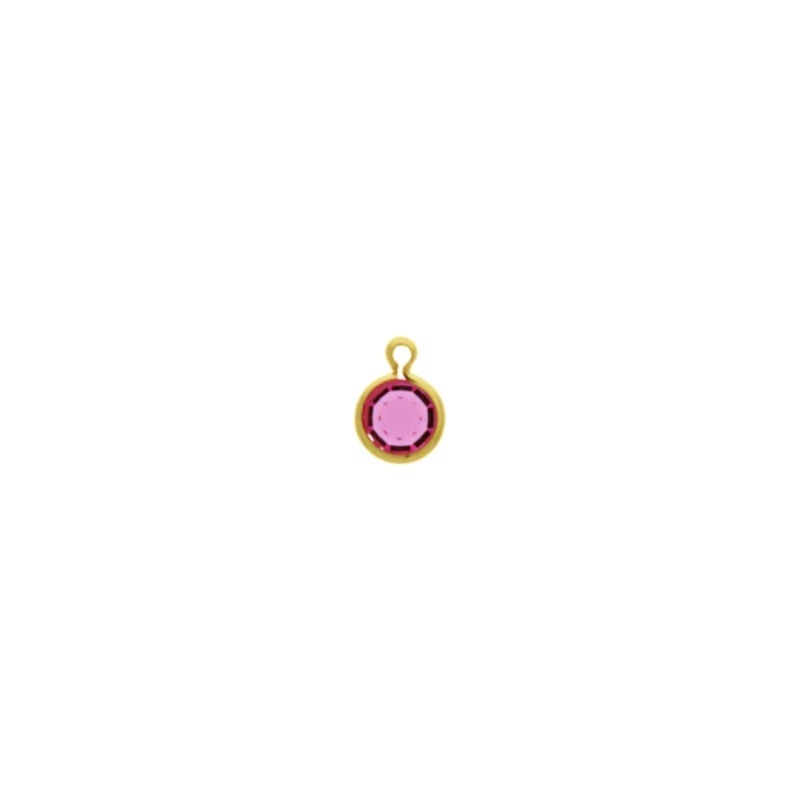 Monture strass ronde Ø6mm avec anneau. Couleur Rose.