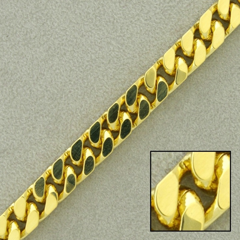 Flat curb brass chain width 6,8mm
