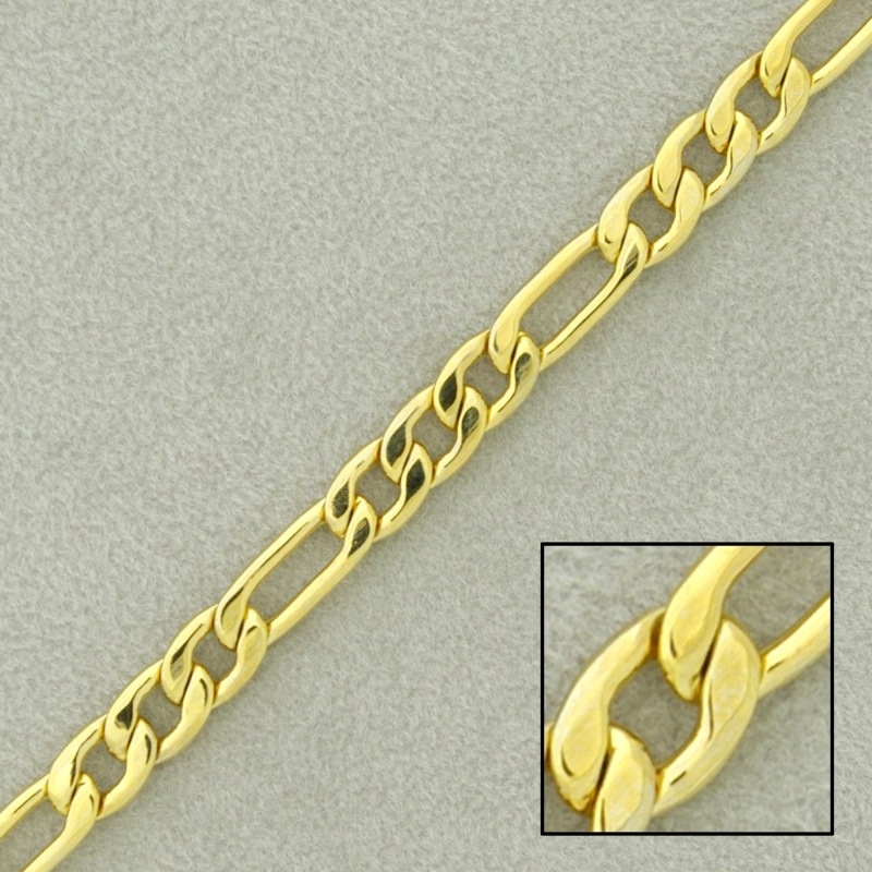 Flat figaro brass chain width 4,8mm