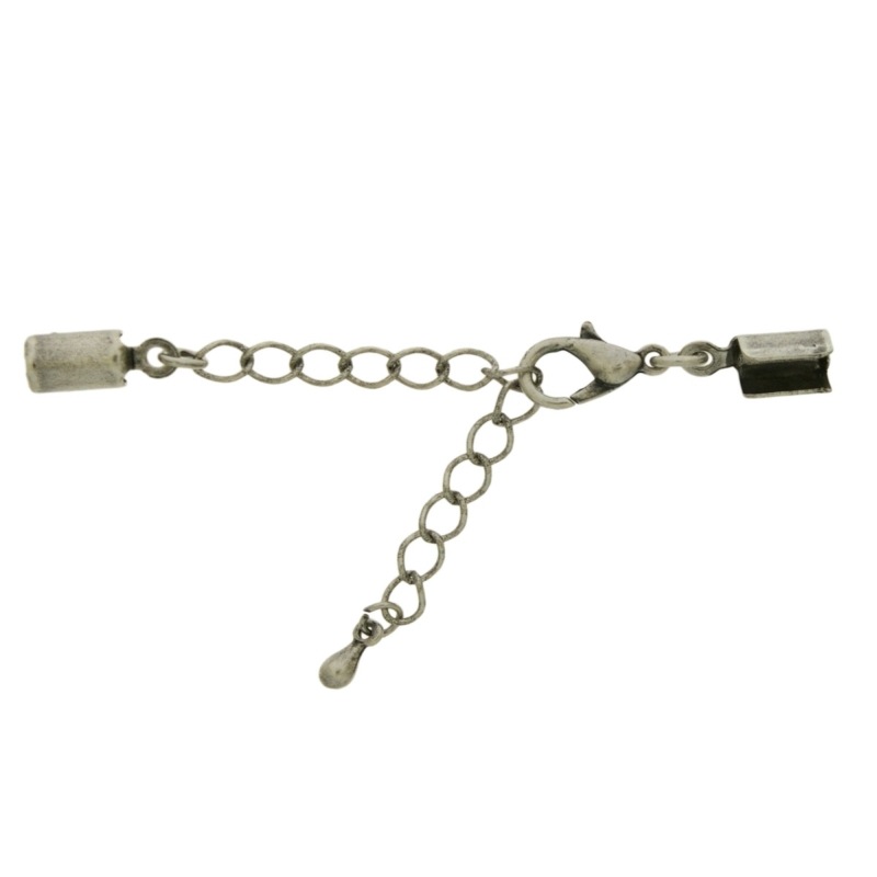 [112940000] Cierre mosquetón 12mm + 2 terminales para cordón de Ø 4mm + cadena alagadera