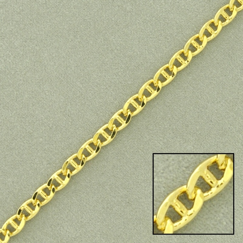 Flat link anchor brass chain width 3,8mm