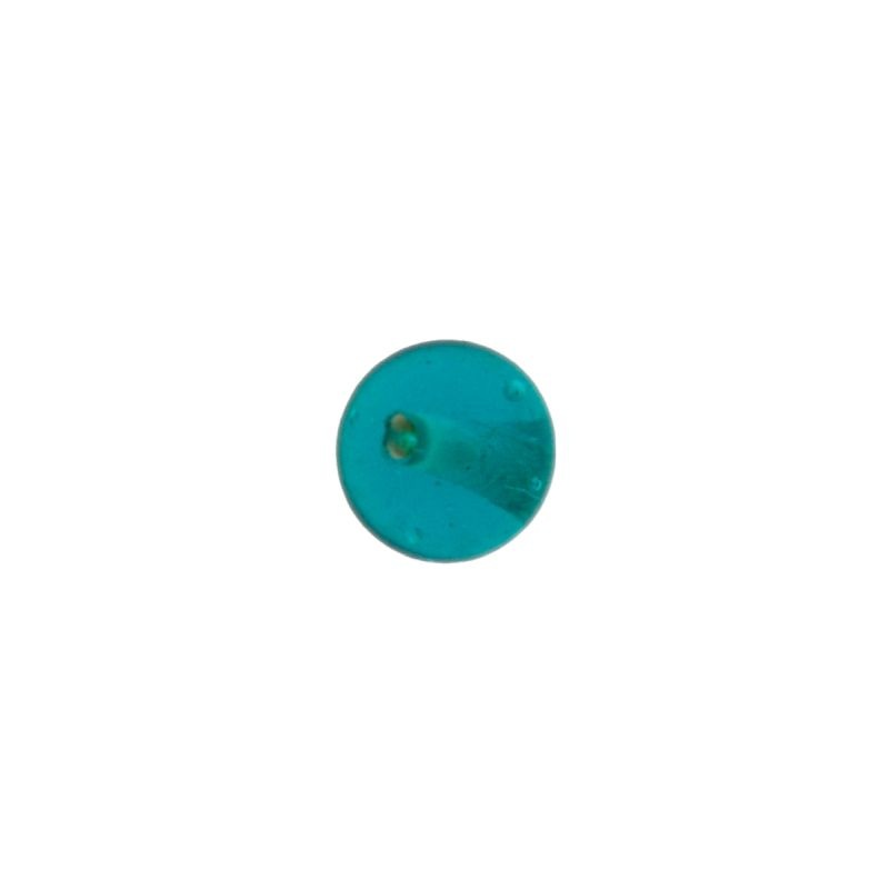 Blue zircon colour glass ball Ø10mm. With two holes.
