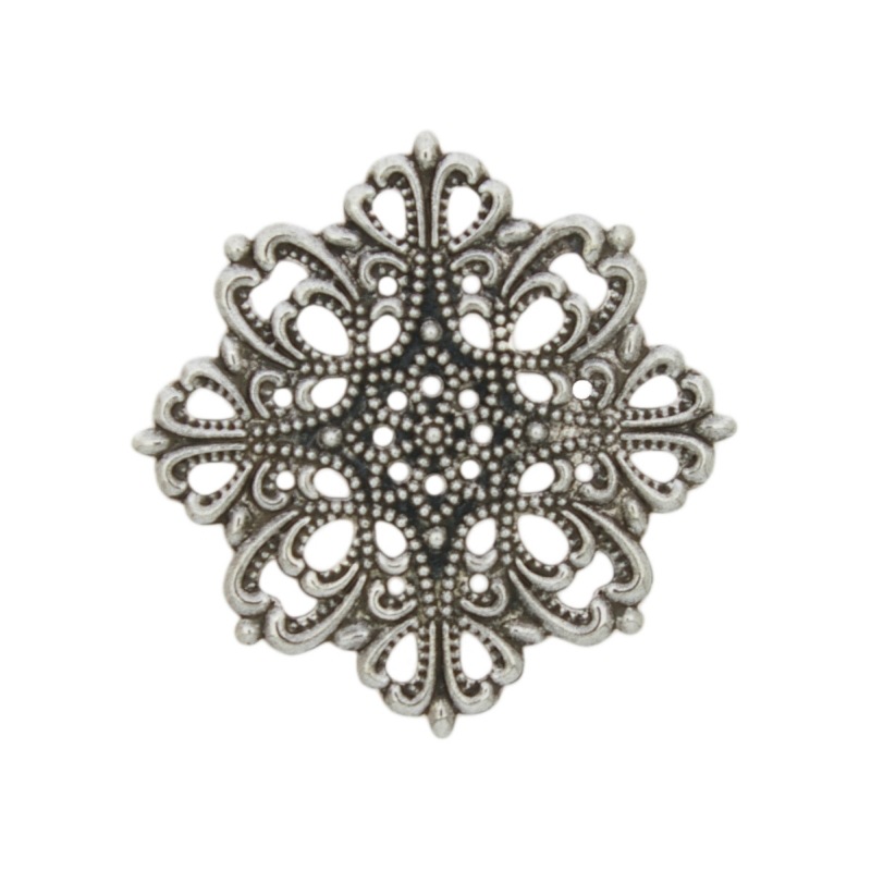 Square filigree metal component 41x41mm