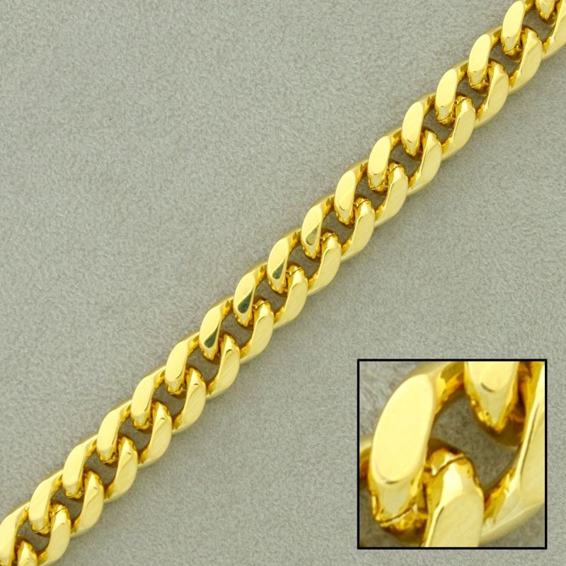 Flat curb brass chain width 5,6mm