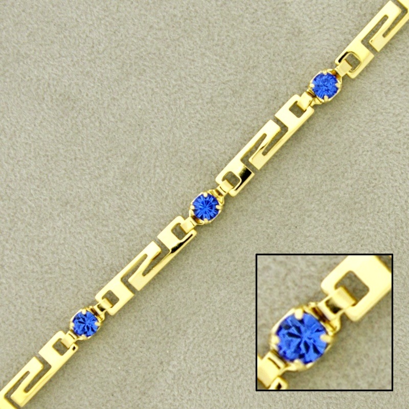 Chaîne en laiton à maille fantaisie avez strass saphir largeur 4,3mm