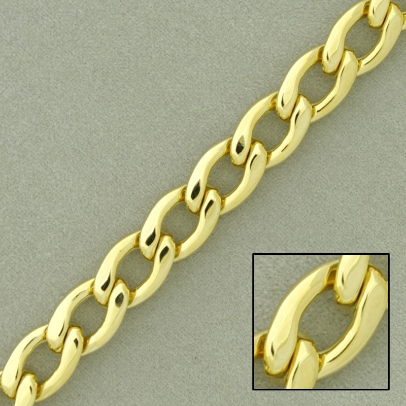 Flat curb brass chain width 7,6mm