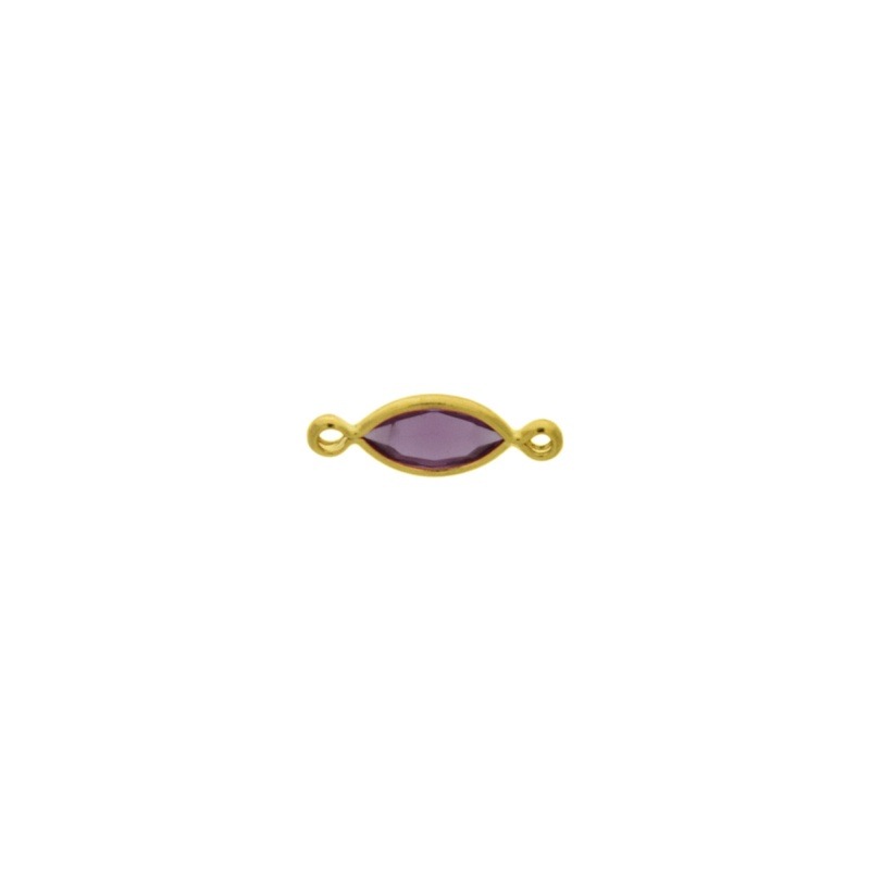 Entrepieza con strass navette 10x5mm color Amatista