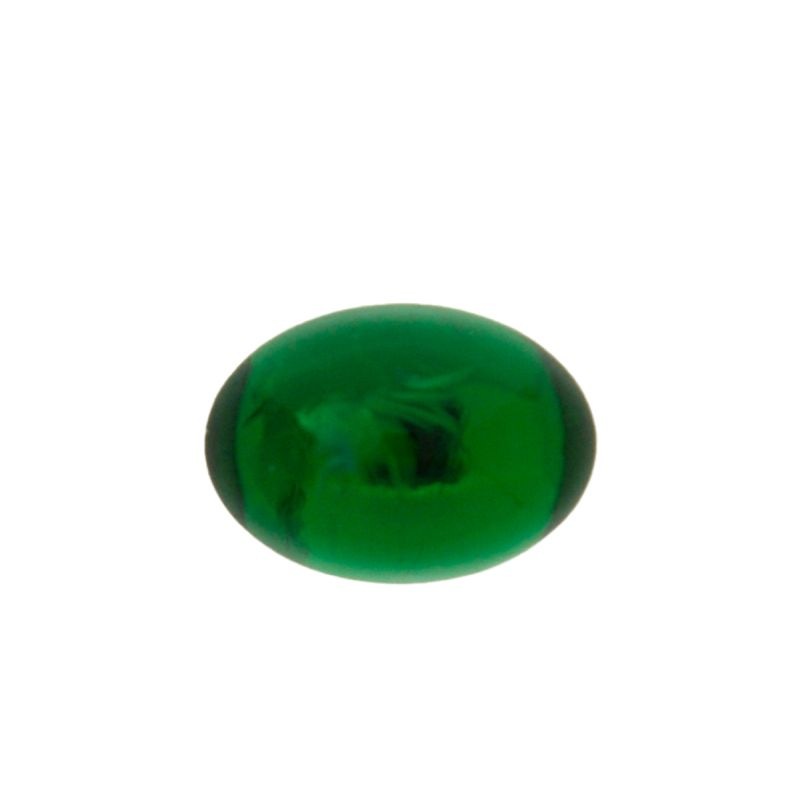 Piedra cabuchón oval 10x14mm base plana color esmeralda