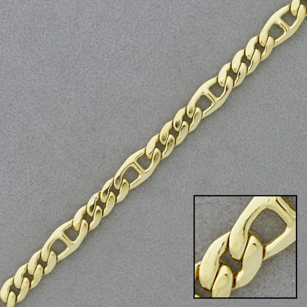 Chaîne en laiton figaro laminée largeur 5,4mm