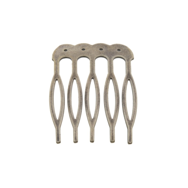 Metallic drilled hair comb 26x39mm (5 spikes)