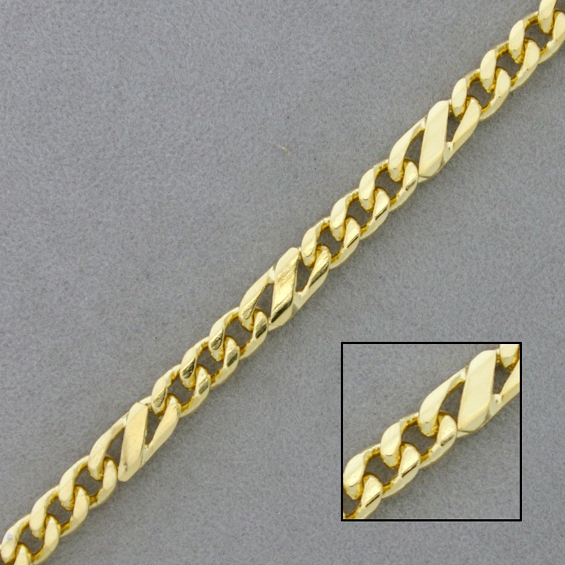 Flat figaro brass chain width 5,5mm