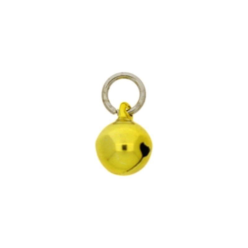 Cascabel Ø 10mm color amarillo montado con anilla redonda Ø8x hiloØ1,2mm