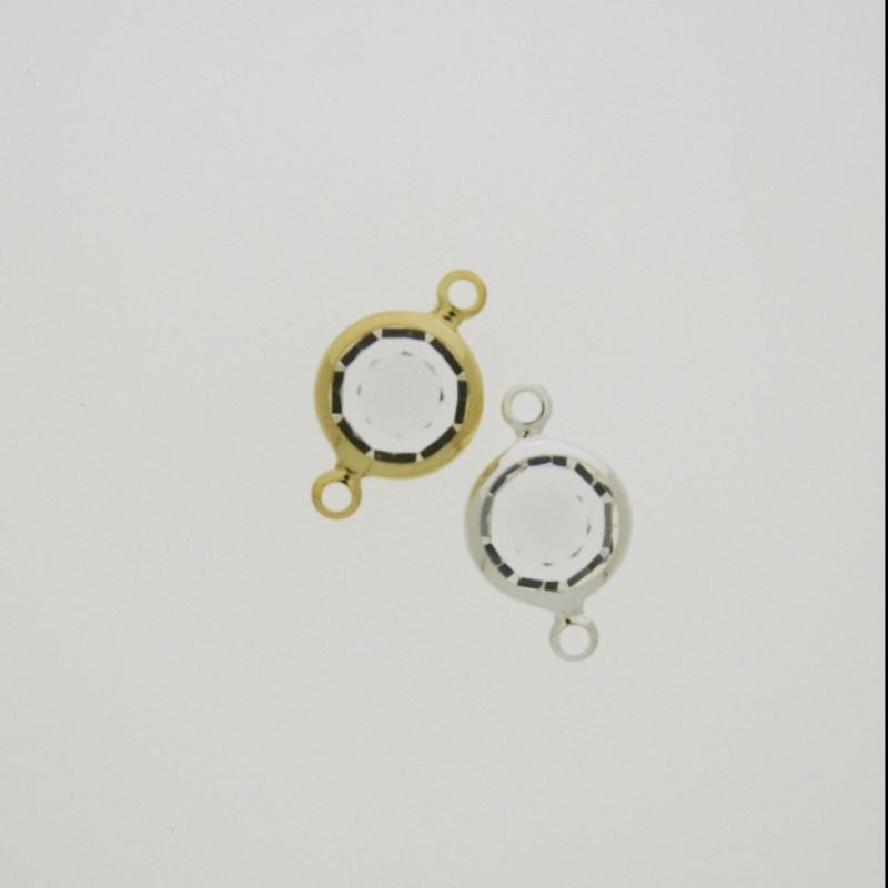 Entrepieza con strass redondo diam. 8mm color cristal. Longitud 15mm