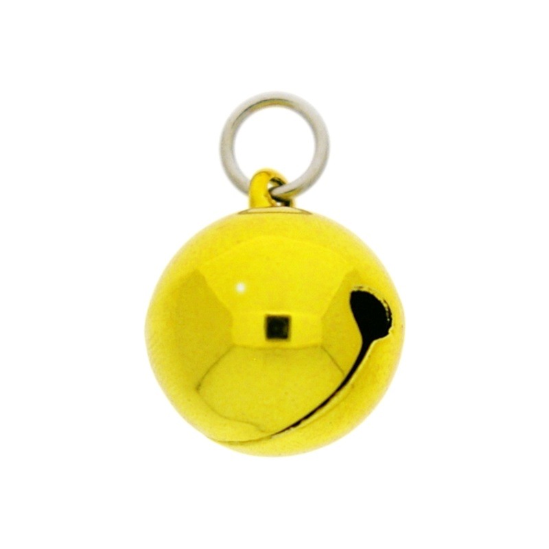 Cascabel Ø 20mm color amarillo montado con anilla redonda Ø9x hiloØ1,4mm