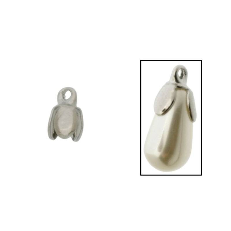 Campanillo pétalos 8x5mm con anilla Ø1,5 mm para perla lágrima