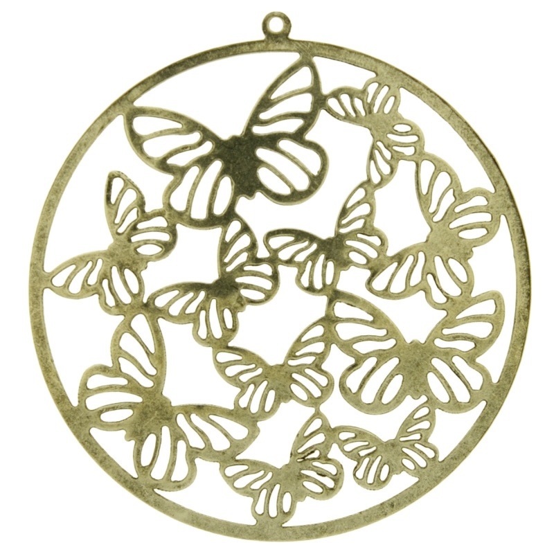 Pendentif rond avec papillons Ø 56mm