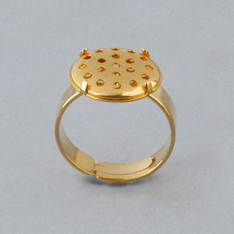 Adjustable ring with Ø 14mm flat base and metal mesh