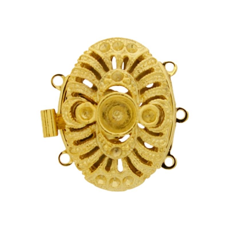 Fermoir de collier 21,5x23mm 3 rangs avec strass