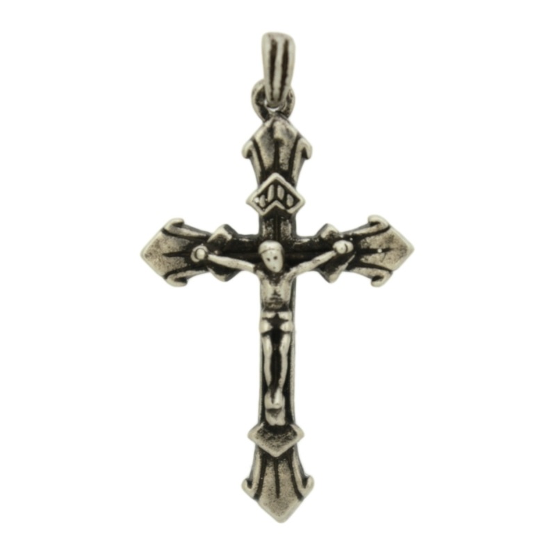 Colgante cruz Cristo 42x23mm con portacolgante