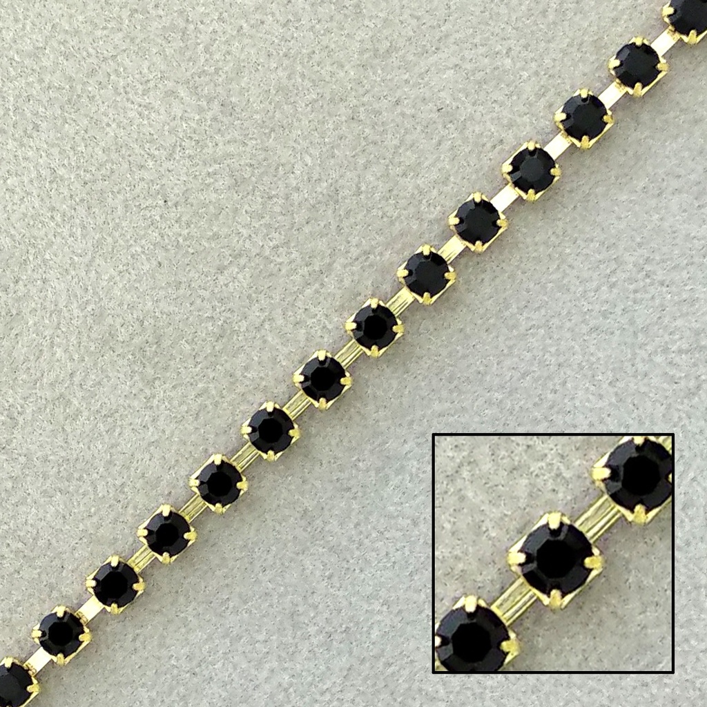 Cadena de latón strass negro SS12