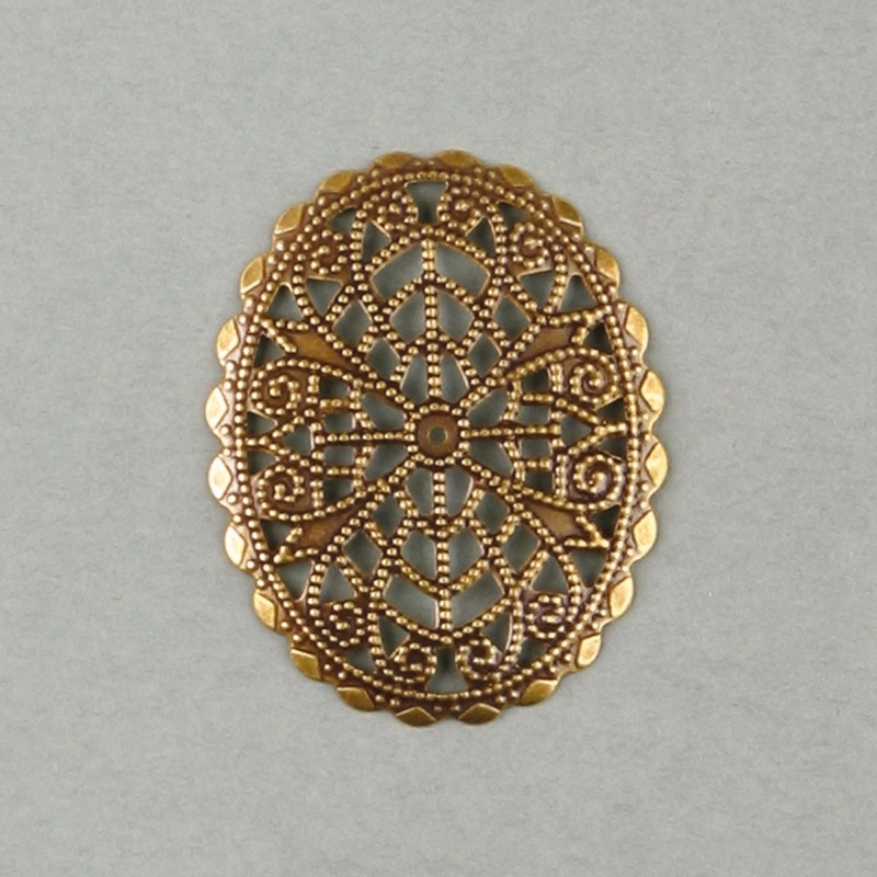 [115460000] Oval filigree metal component 45x36mm