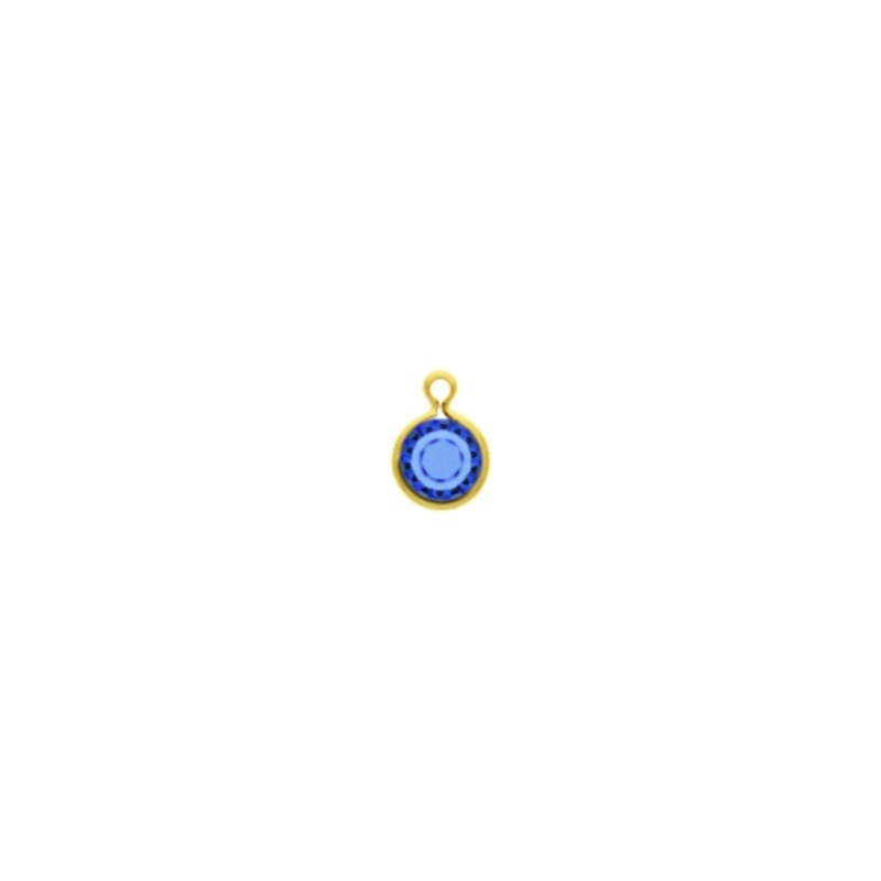 Round strass setting Ø6mm with ring. Sapphire colour.