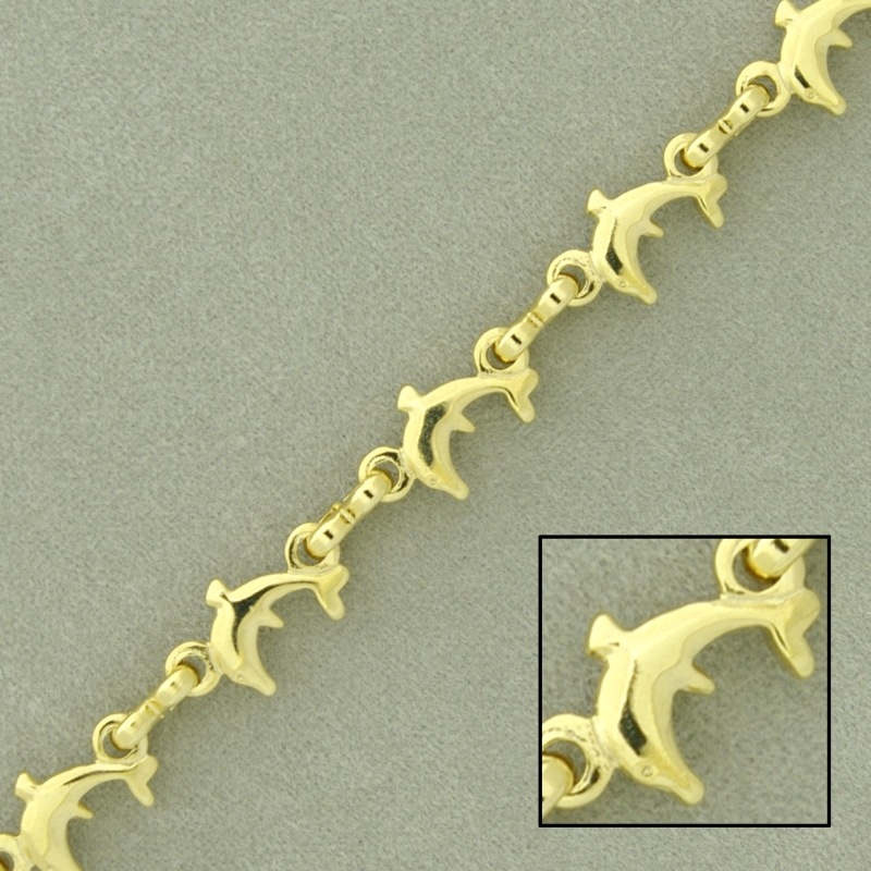 Brass chain dolphins width 6,9mm