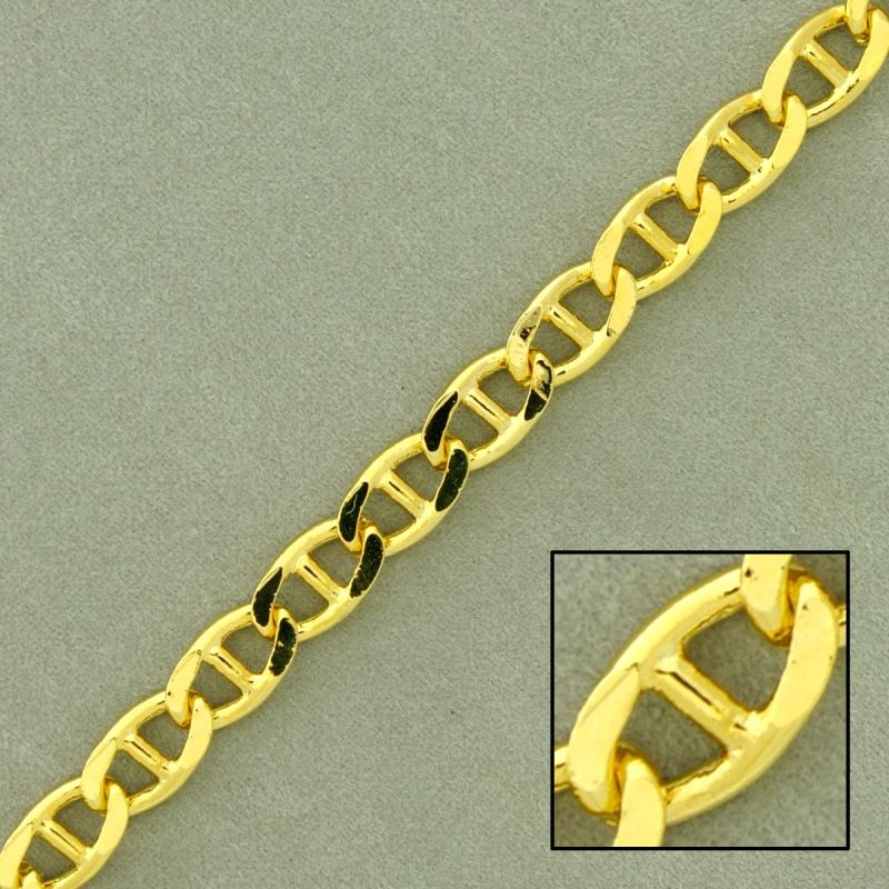 Flat link anchor brass chain width 6,8mm