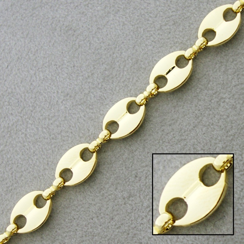 Puffed mariner brass chain width 8,2mm