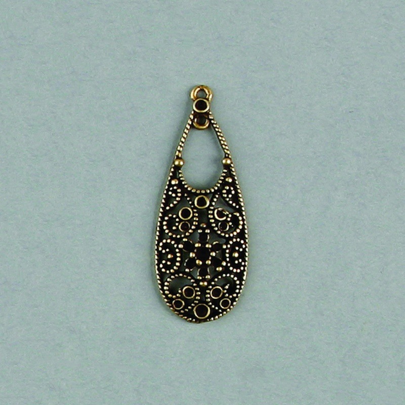 Filigree finding 52x21mm with 17 sockets to strass