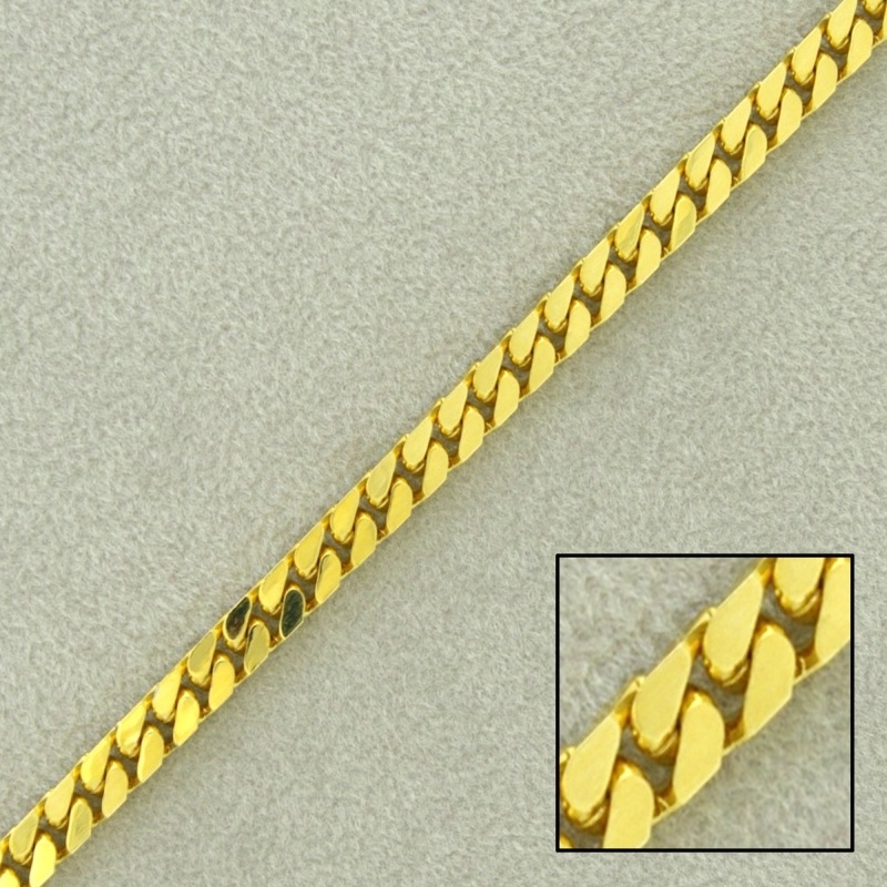 Flat curb brass chain width 3,5mm