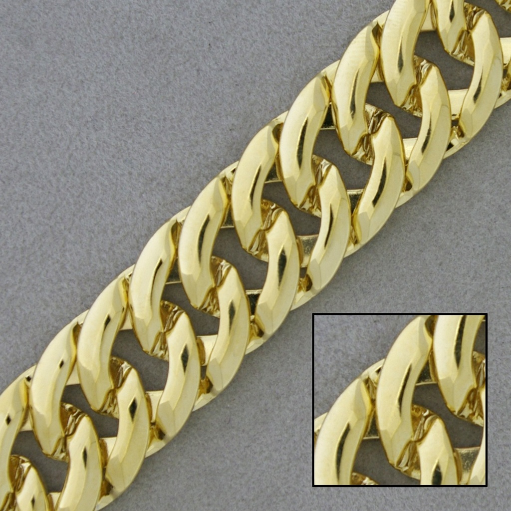 Brass chain width 17,3mm. Brass sheet link.