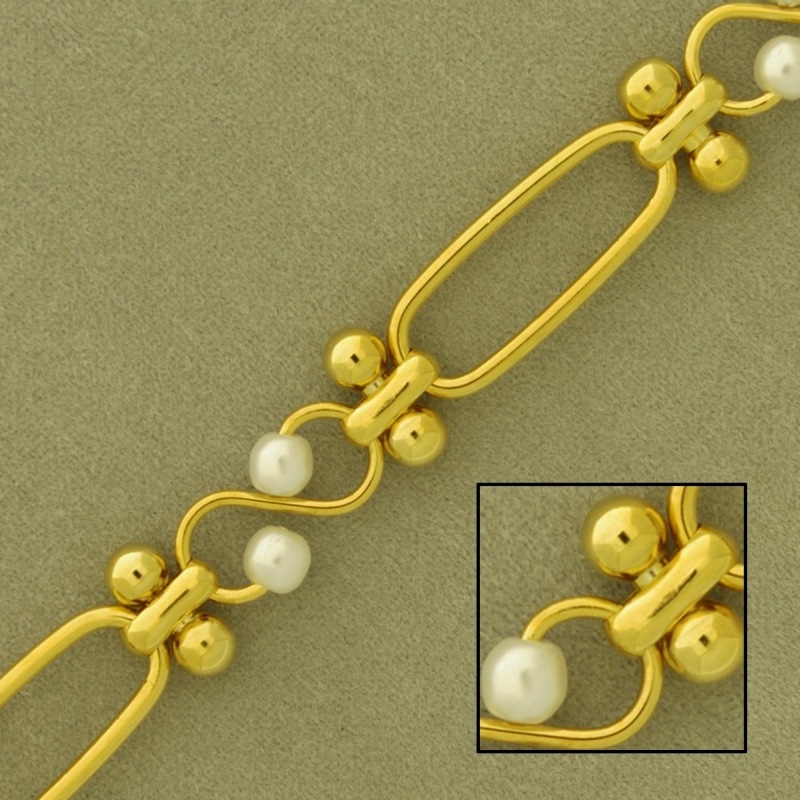 Cadena de latón con perla ancho 9,7mm