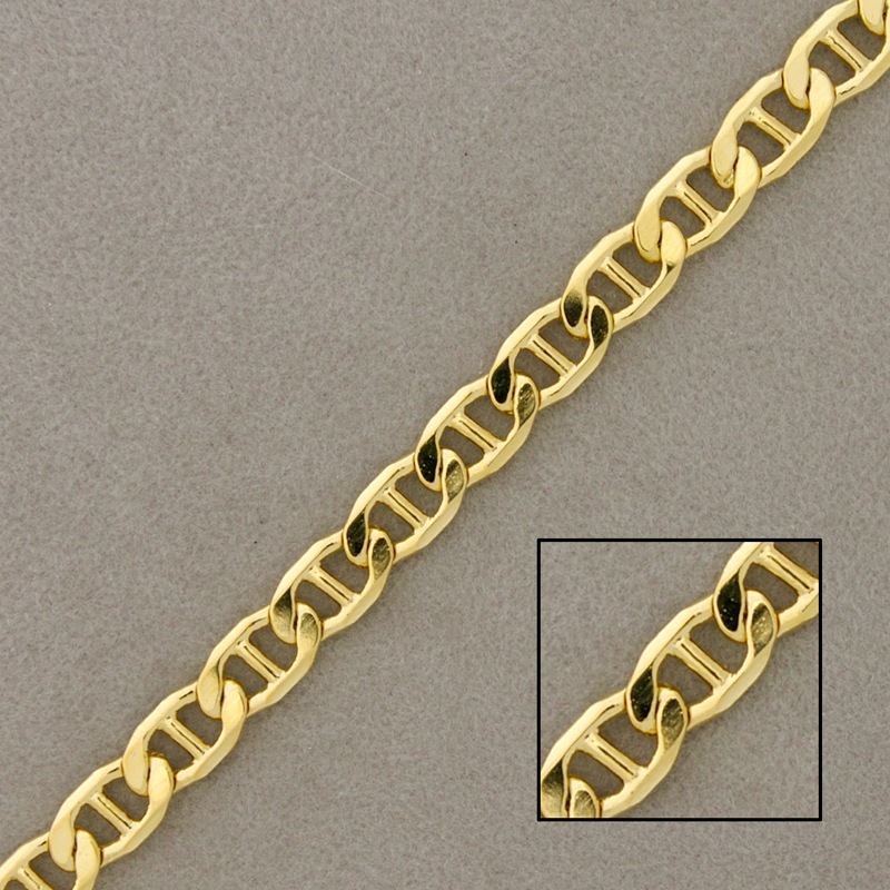Flat figaro brass chain width 5,3mm