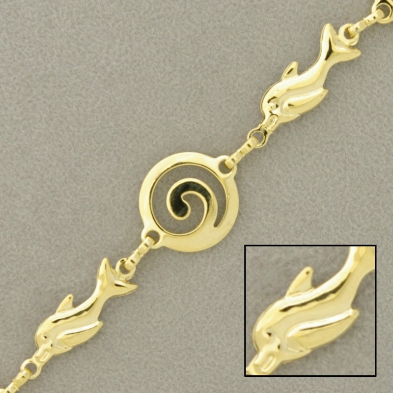 Cadena de latón pez y espiral ancho 13mm