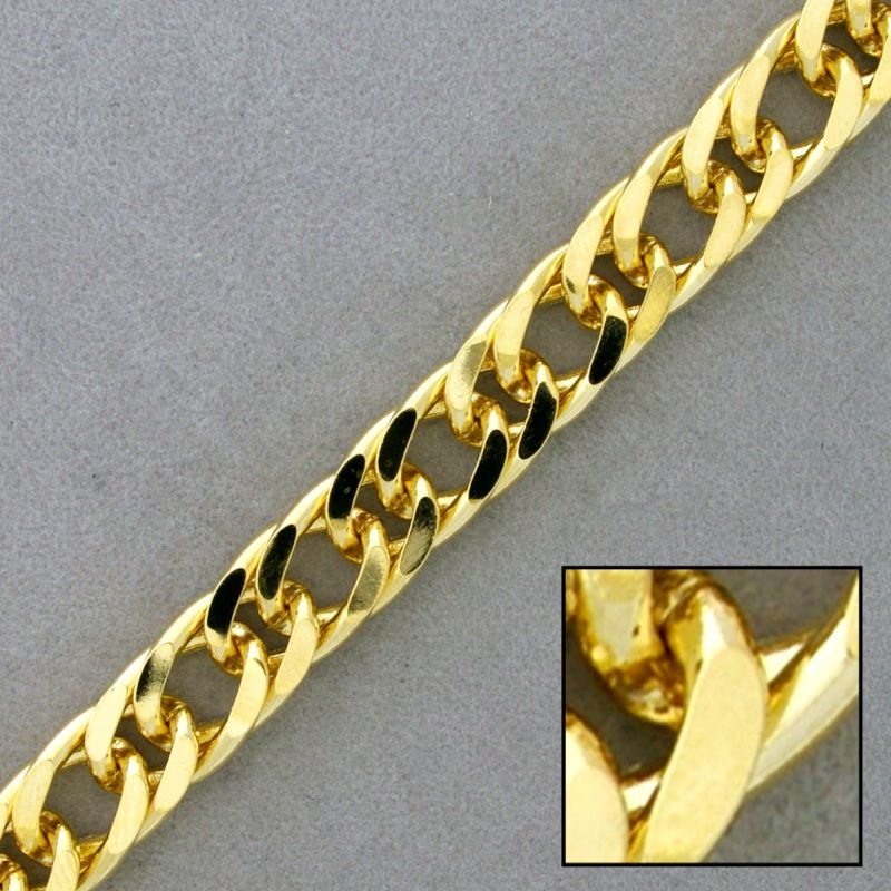 Flat curb brass chain width 10,4mm