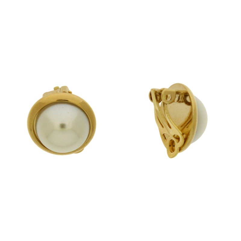 Boucle d'oreille clip avec demi perle Ø10mm