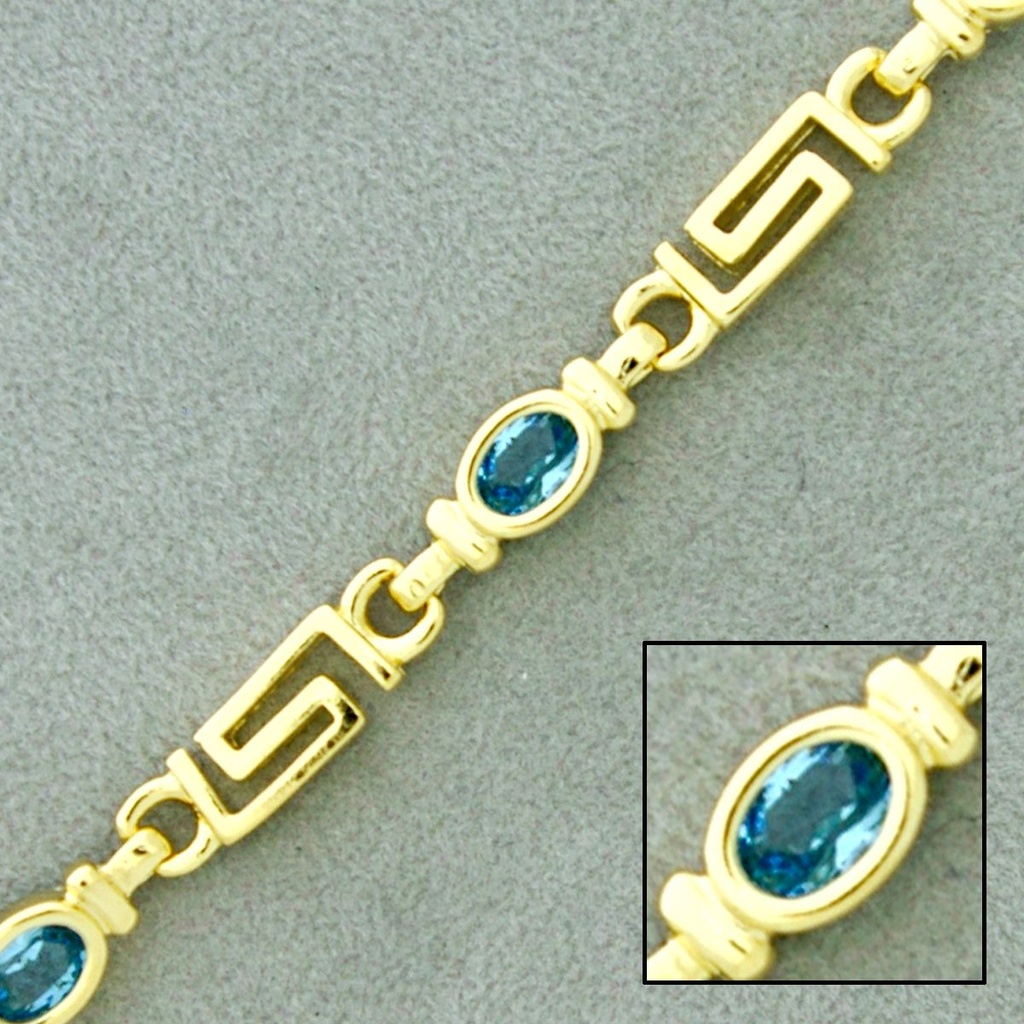 [922510000] Cadena de latón con cristal ovalado ancho 6mm