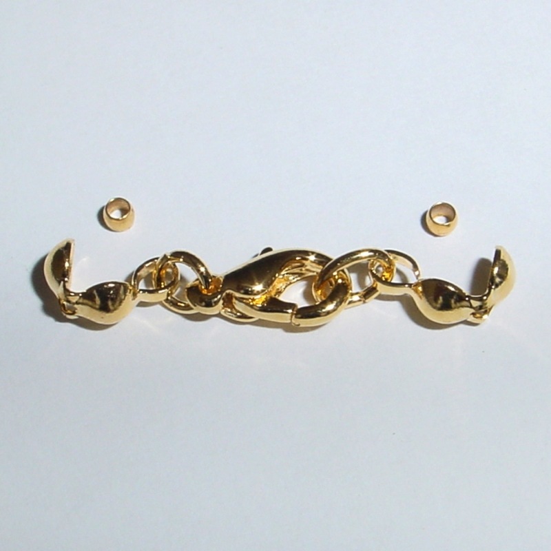 Set cache noeuds Ø 5mm avec deux perles à  écraser. Trou Ø 1,25mm