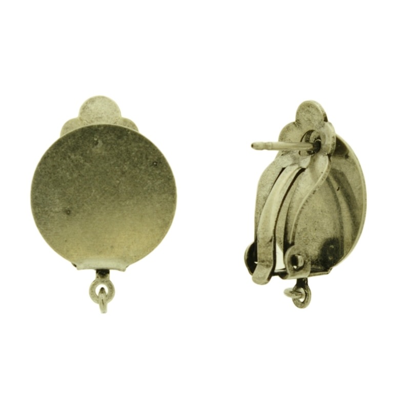 [631211600] Boucle d'oreille clip plateau Ø 16mm avec anneau et tige