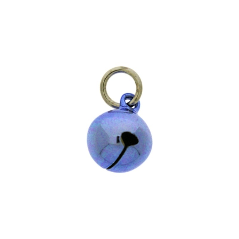 Cascabel Ø 12mm color azul montado con anilla redonda Ø8x hiloØ1,2mm