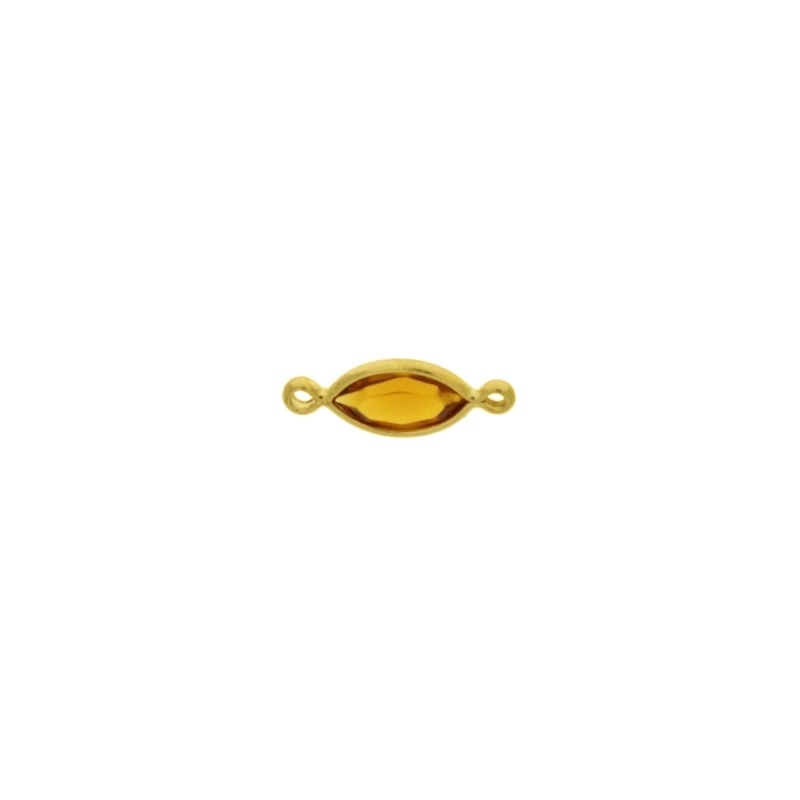 Entrepieza con strass navette 10x5mm color topacio