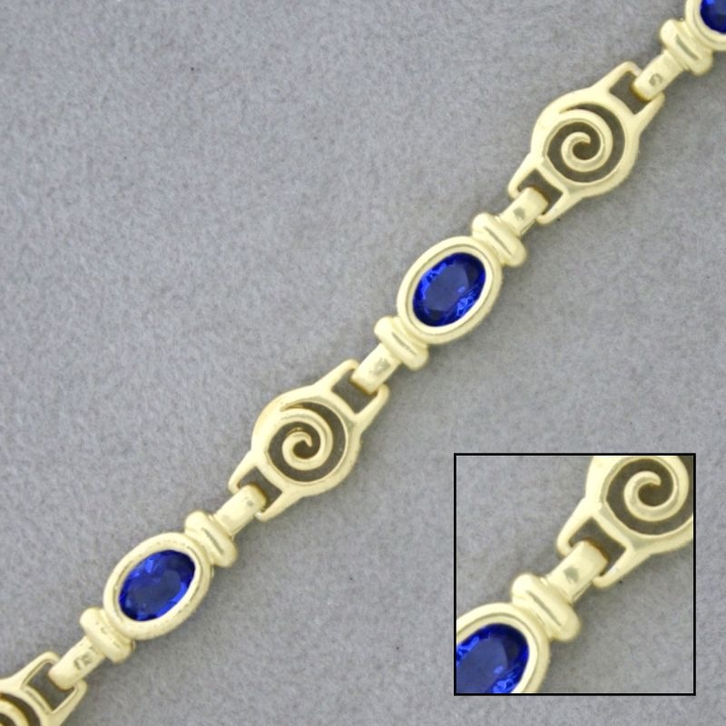 Brass chain with glass stone width 7mm