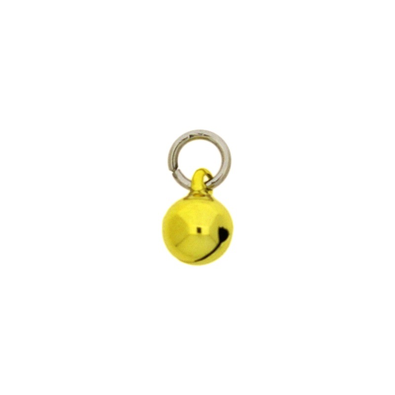 Cascabel Ø 8mm color amarillo montado con anilla redonda Ø7x hiloØ1,2mm