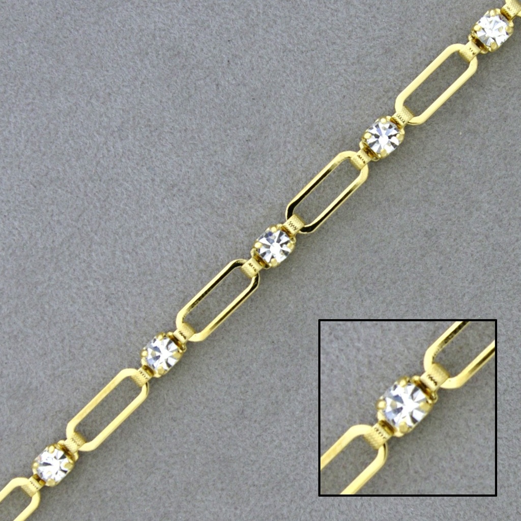 Cadena de latón ancho 4,5mm con strass